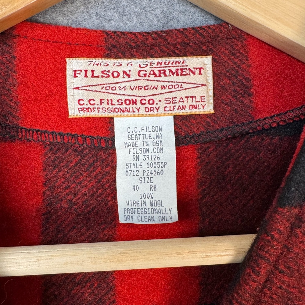 Filson Men's Red and Black Plaid Vest - Picture 10 of 10